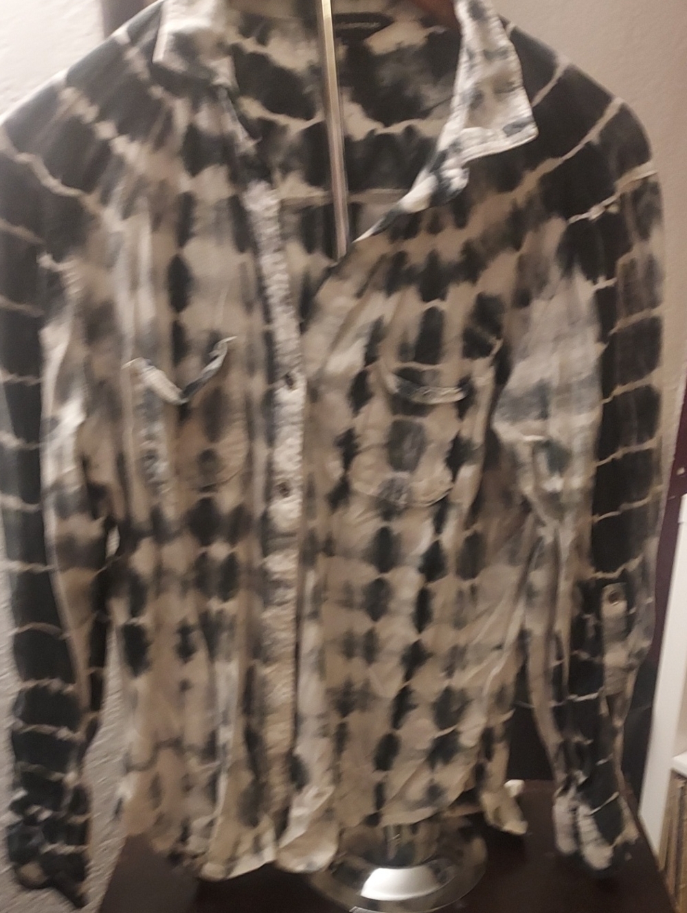 Rock & Republic Black and Cream Tie-Dye Shirt Jacket